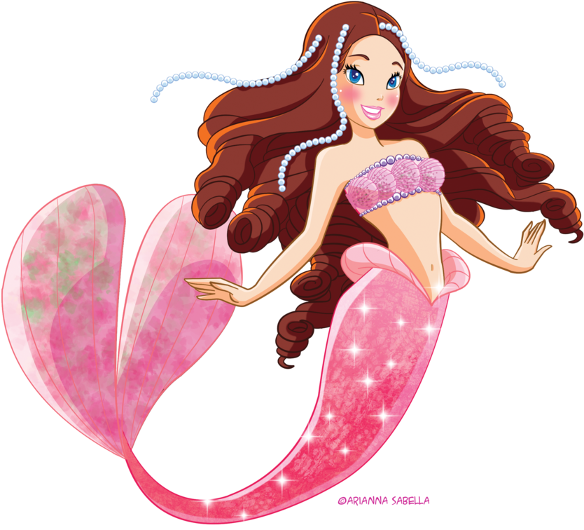 閃亮粉紅美人魚插畫 壁紙
