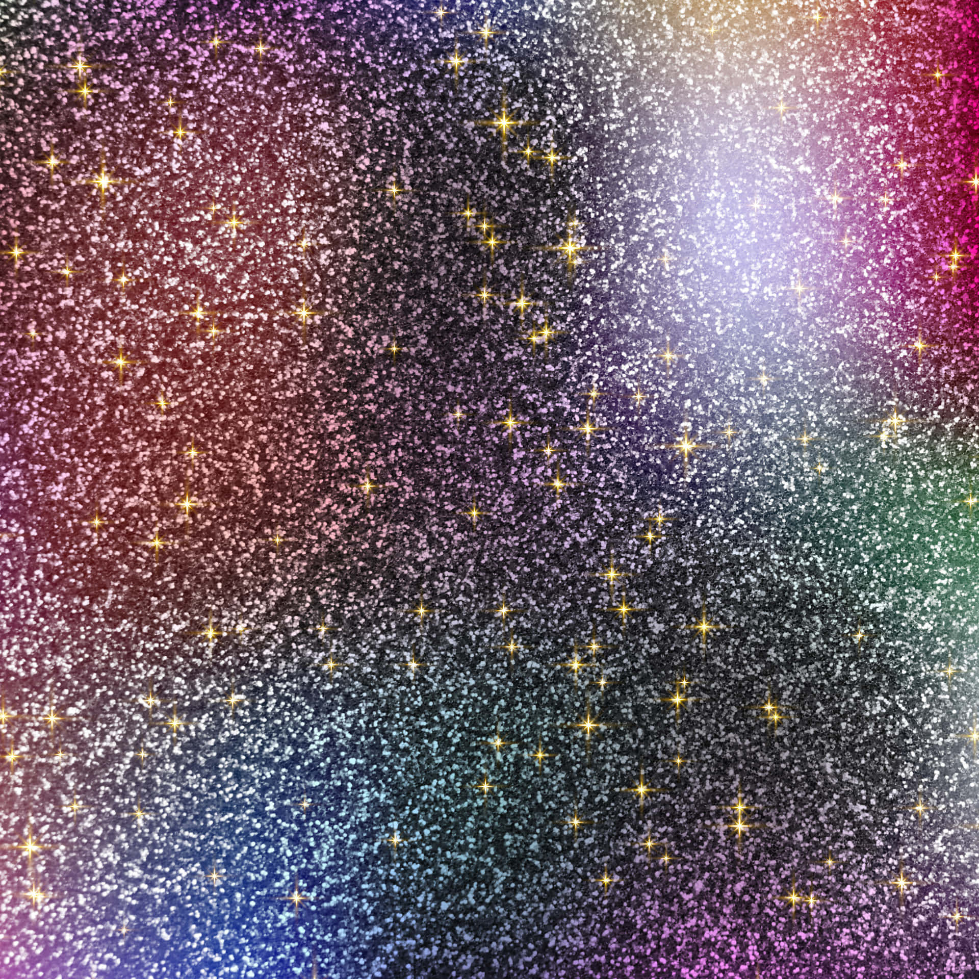 帶有金色星星的閃爍彩虹漸變背景