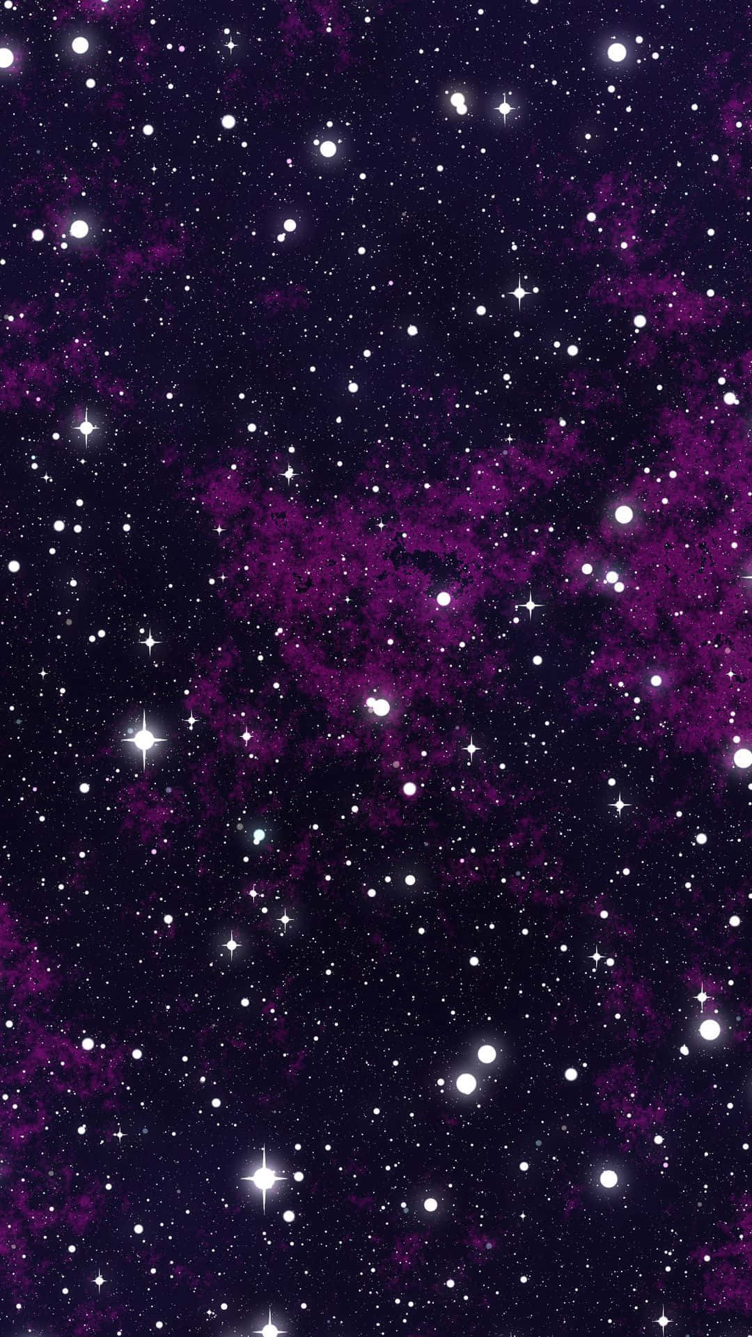 閃耀星河星辰 壁紙 — 一個充滿閃爍白色星星的鮮豔紫色星雲，背景是深邃的宇宙夜空。
