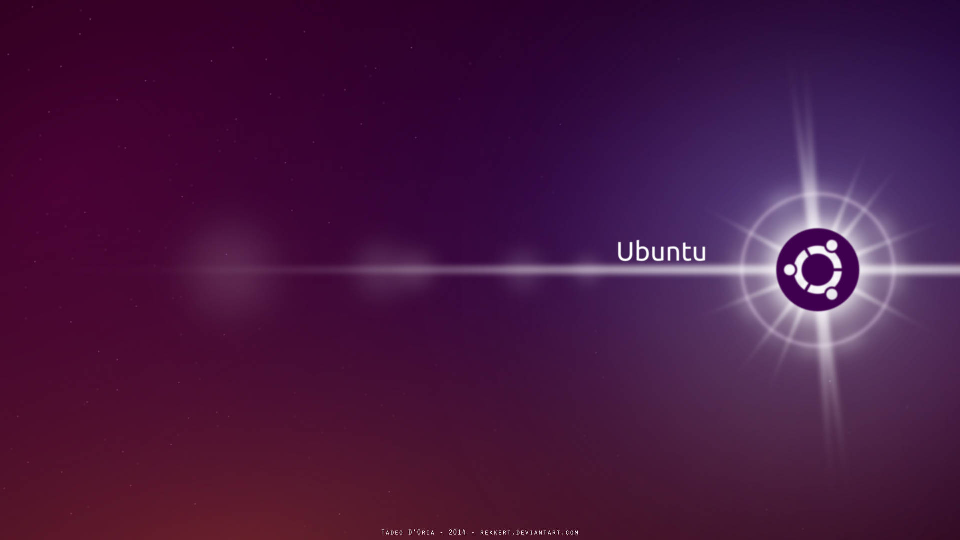 Ubuntu 標誌在紫紅色漸變背景上帶有明亮的星爆效果。
