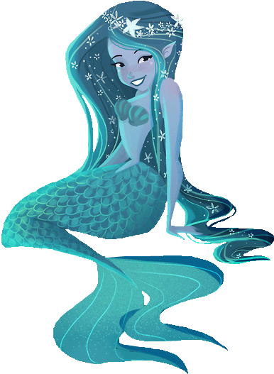 閃耀藍色美人魚插畫 壁紙