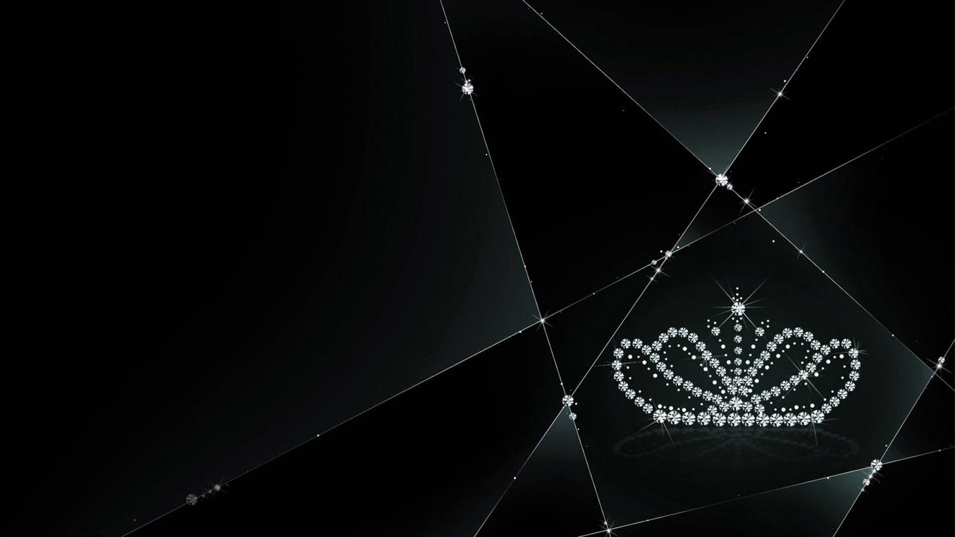 在破碎鏡面上閃閃發光的鑽石皇冠，帶有星爆效果。