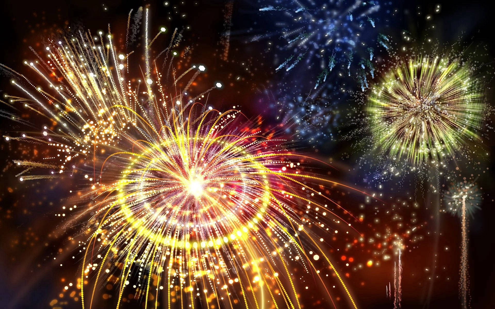 慶祝活動期間，五彩繽紛的煙火在夜空中綻放。