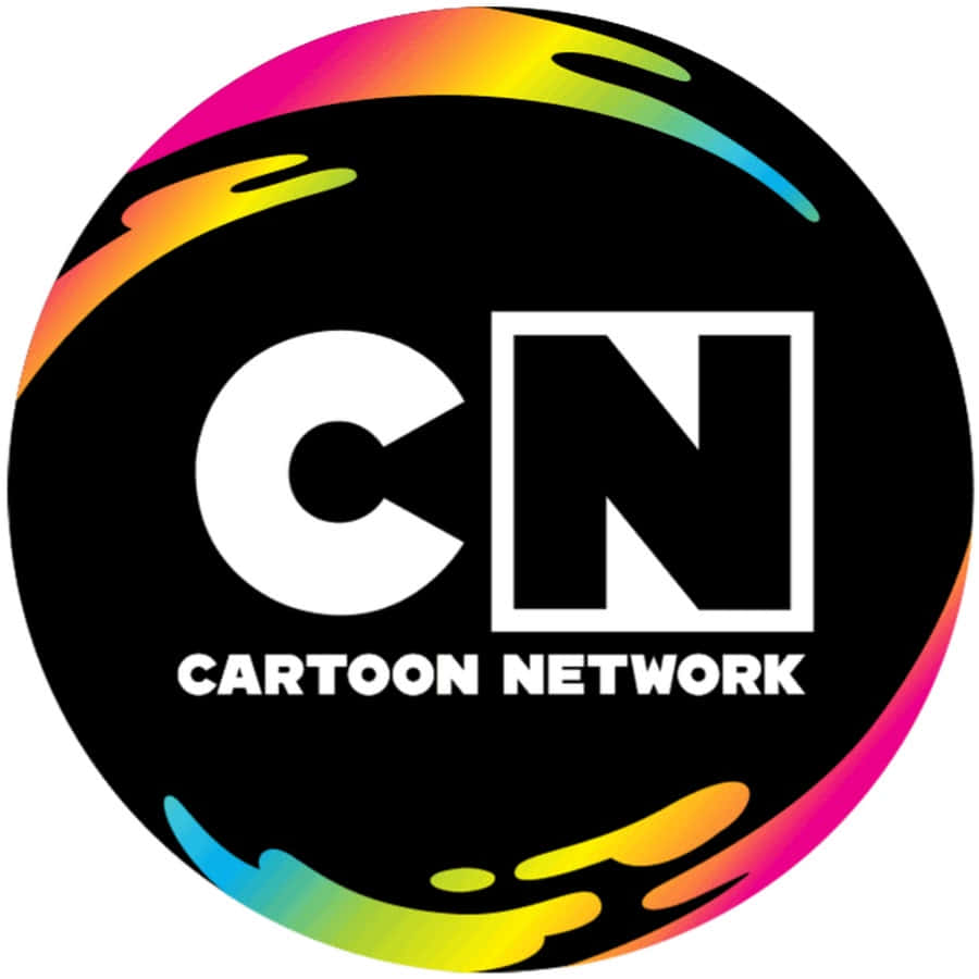 Cartoon Network 標誌，帶有彩色彩虹漩渦，背景為黑色。