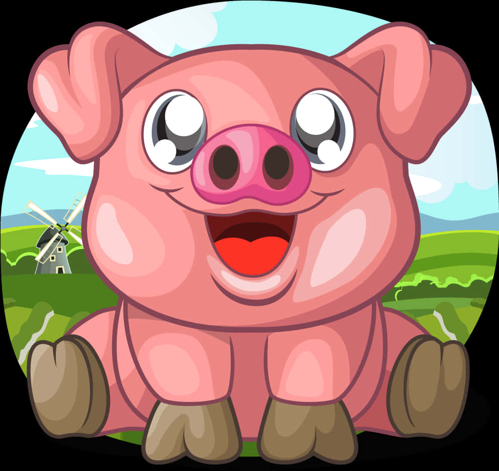 開心卡通小豬農場背景 壁紙