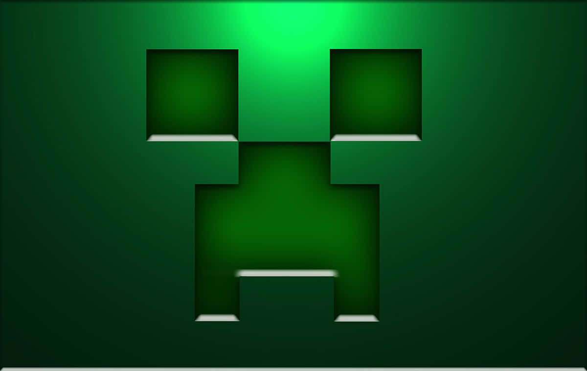 來自Minecraft遊戲的發光綠色像素化爬行者面孔。
