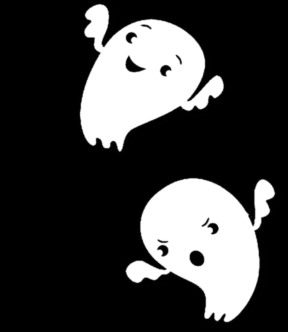 開心與傷心的卡通鬼魂 壁紙