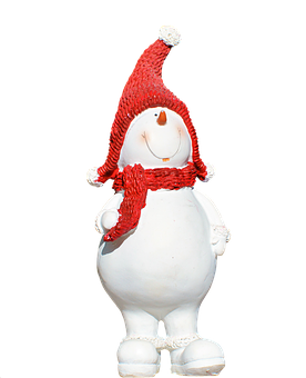 開心雪人戴紅帽圍巾