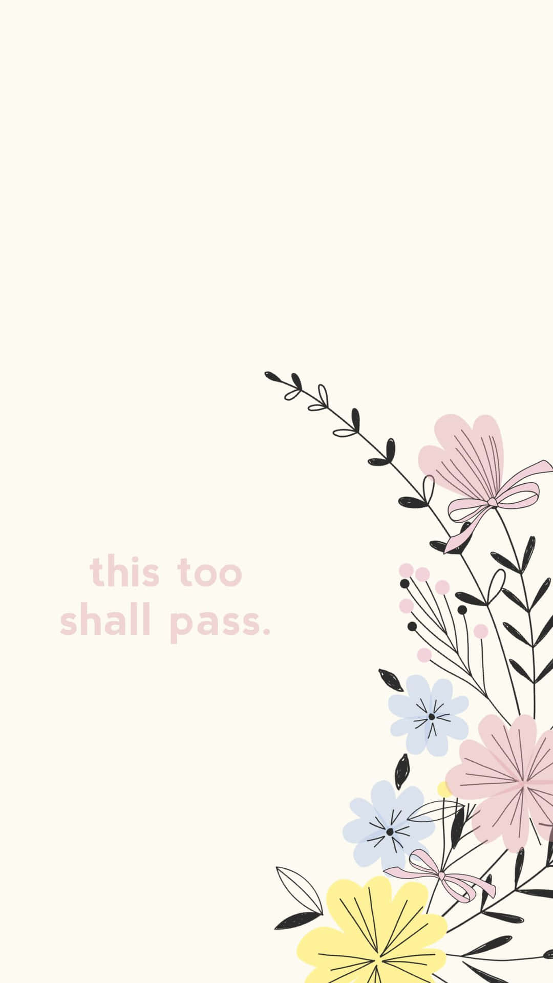 帶有文字 this too shall pass 的粉彩花卉插圖