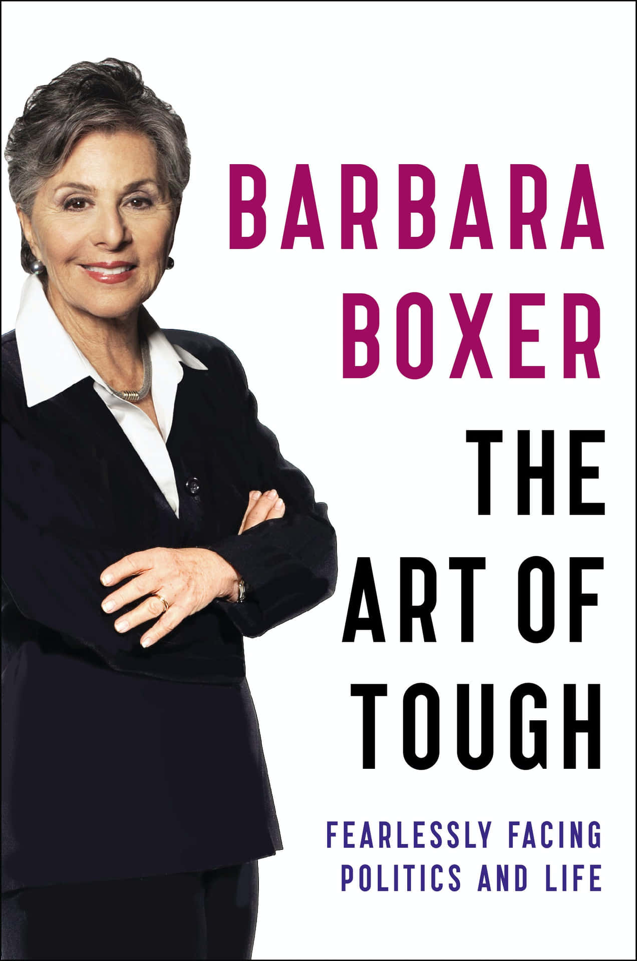 芭芭拉·博克瑟身穿專業服裝交叉雙臂，書籍《The Art of Tough》封面。