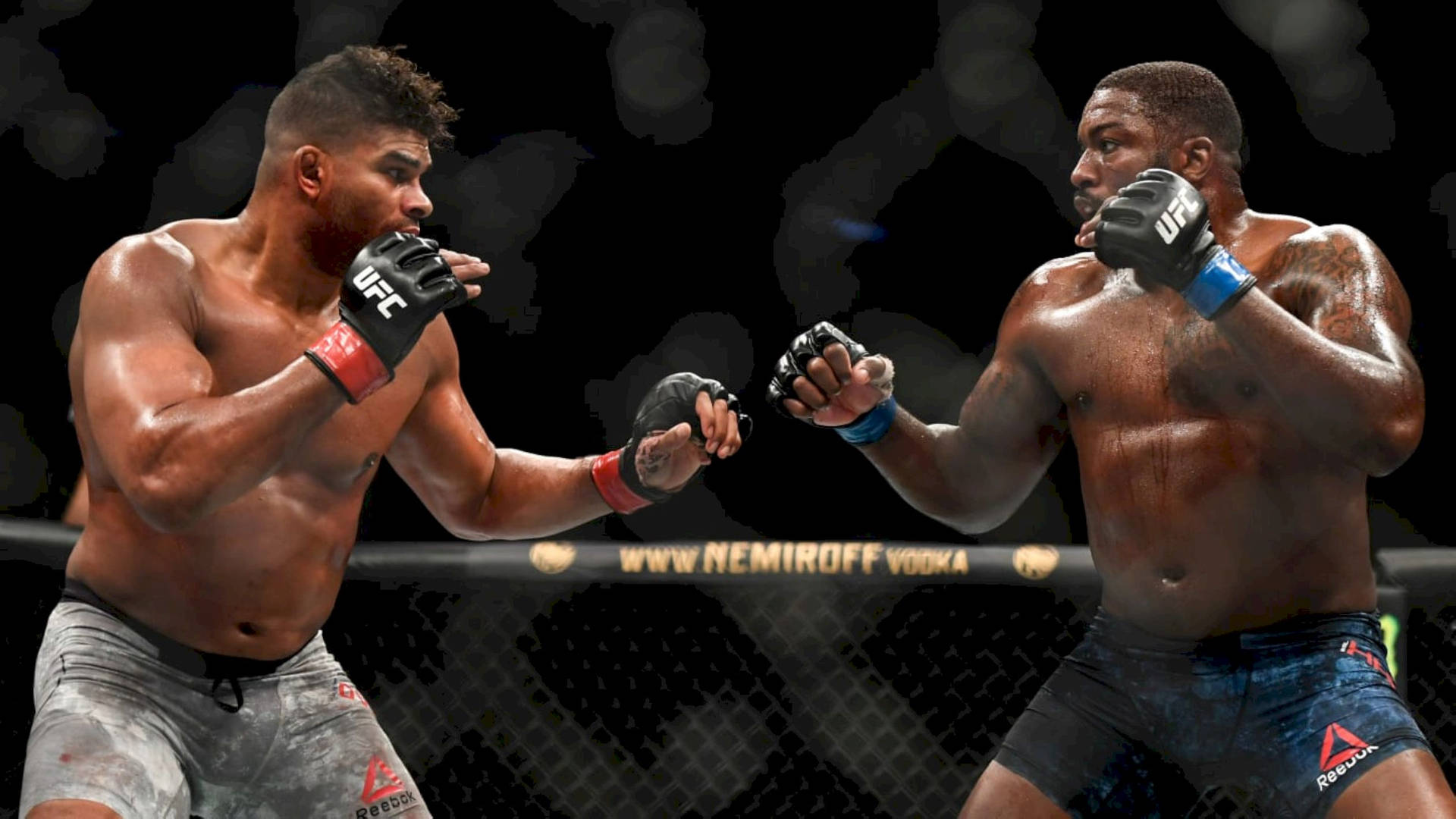兩名MMA拳手在籠中比賽時互相出拳。