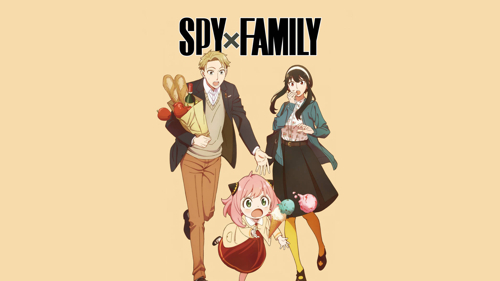 《SPY×FAMILY》動漫角色拿著雜貨和雪糕。