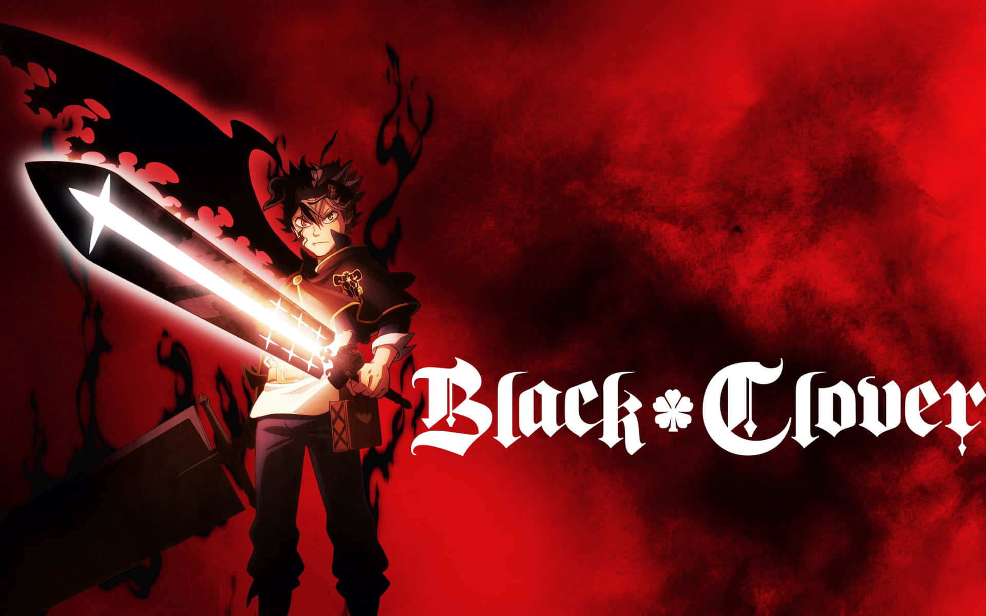 動漫角色在紅色背景上手持發光劍，帶有 Black Clover 標題。