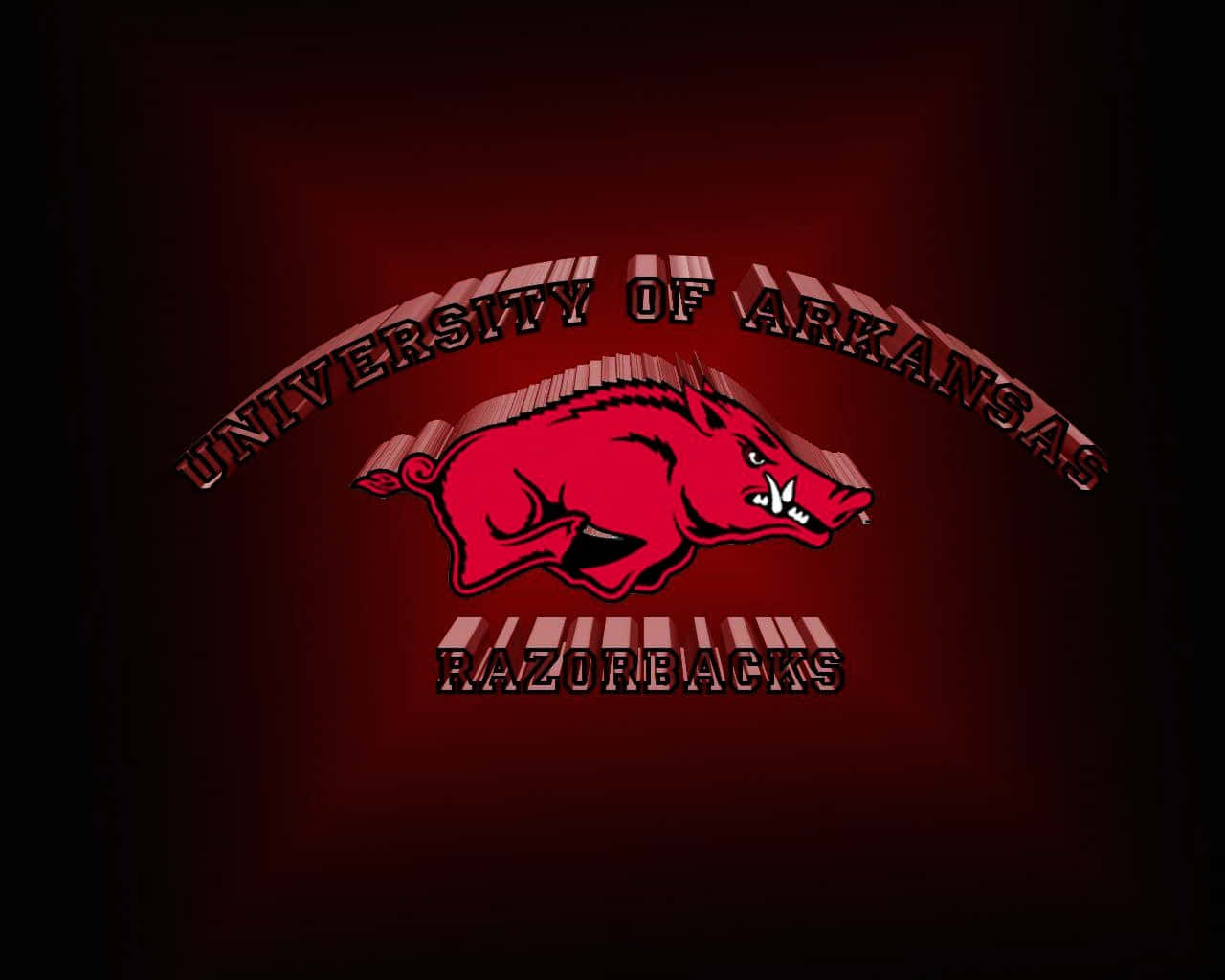深色漸變背景上的紅色University of Arkansas Razorbacks運動標誌。