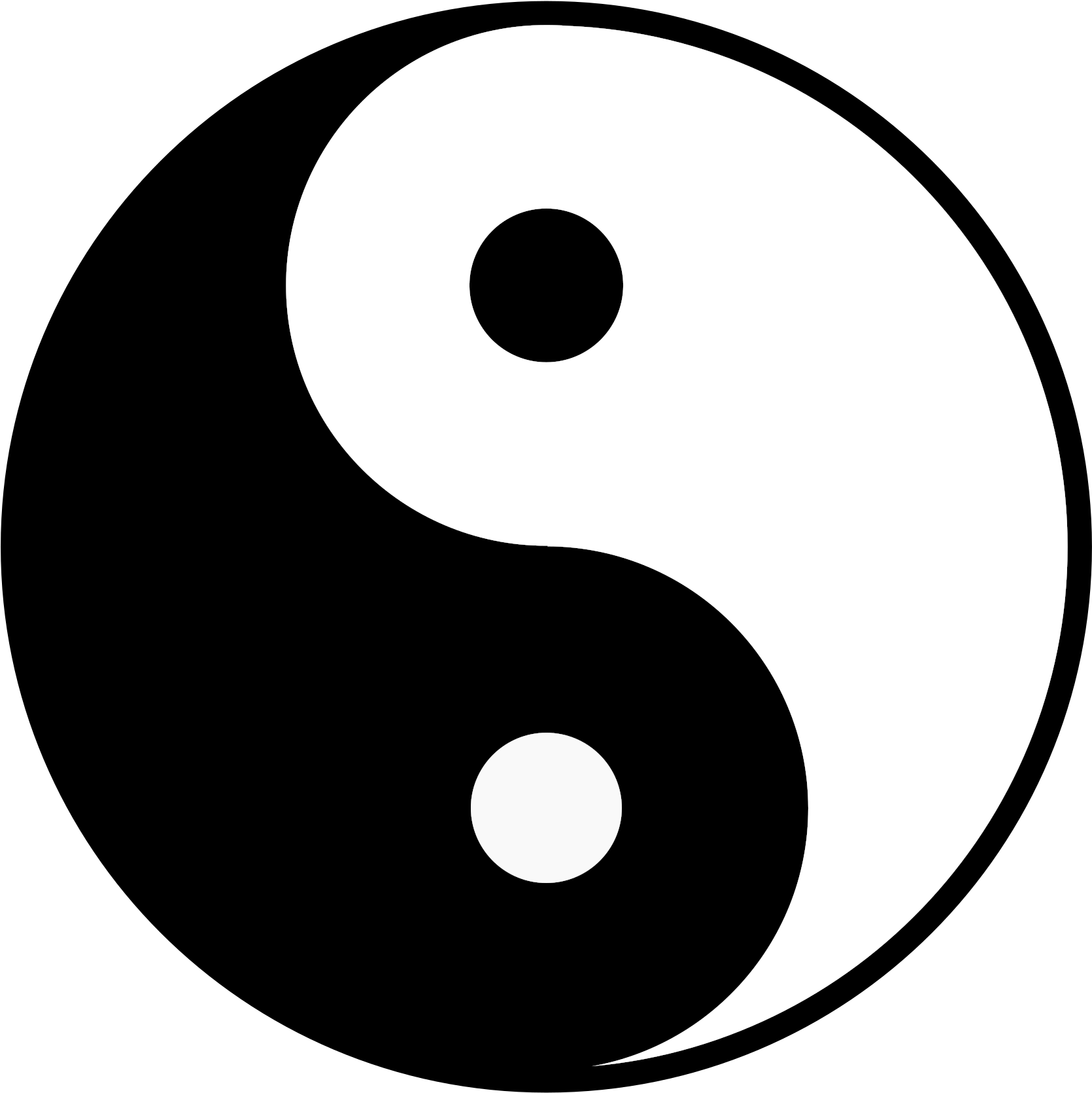 陰陽符號圖形 壁紙 — 一個鮮明的黑白陰陽符號，每半邊中心有對比的圓圈。