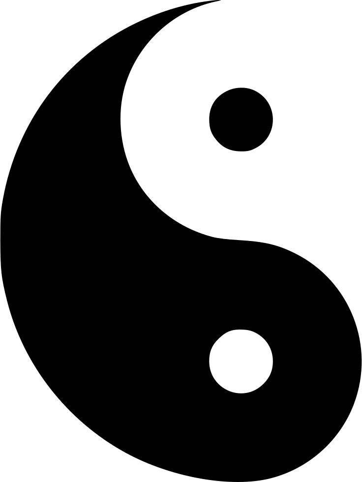 陰陽符號黑白平衡 壁紙 — 一個鮮明的黑白陰陽符號，帶有流暢的曲線和對比點，居中於純色背景上。