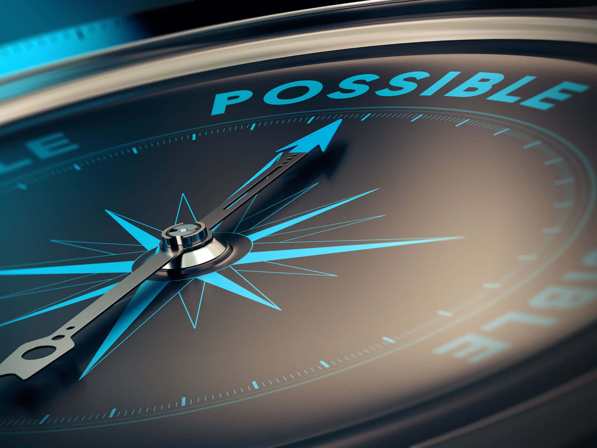 一個指南針，指針指向possible一詞