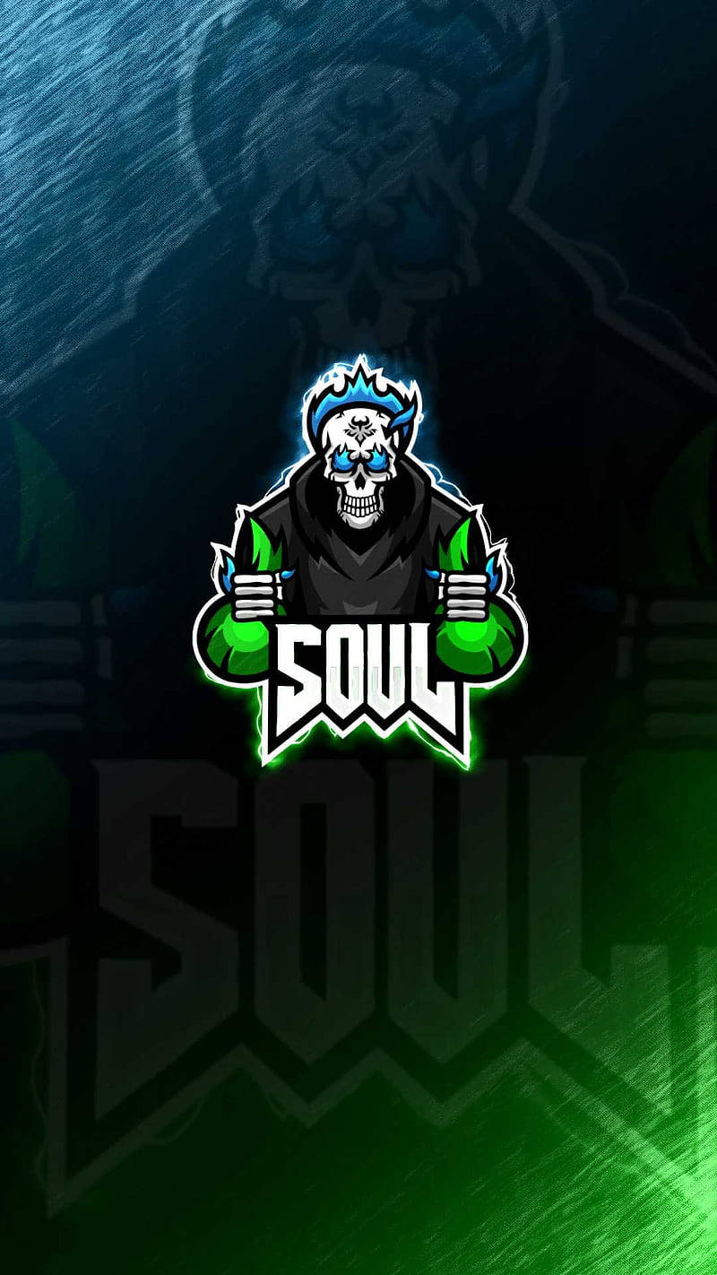遊戲標誌，一個擁有發光綠色拳頭和藍色頭髮的骷髏舉著「SOUL」一詞。