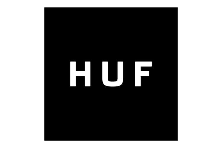 帶有白色HUF標誌文字的黑色方形