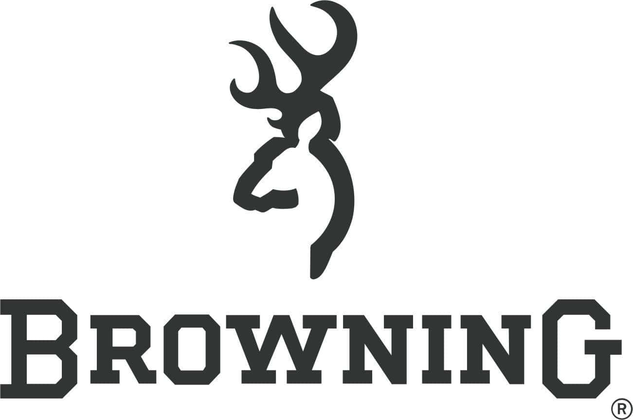 Browning品牌標誌，帶有黑色鹿頭剪影和粗體文字。