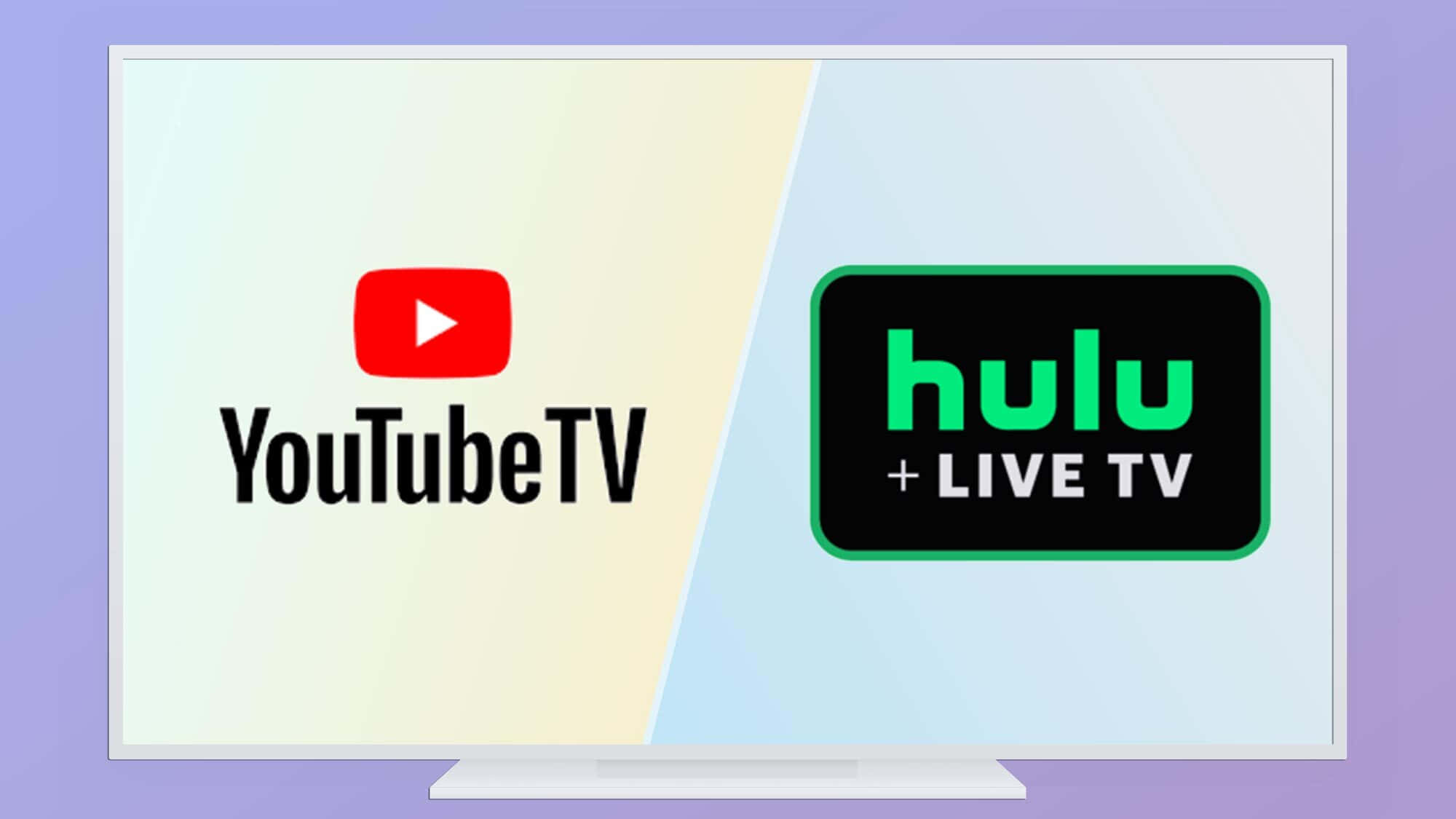 顯示 YouTube TV 和 Hulu Live TV 標誌的電視屏幕
