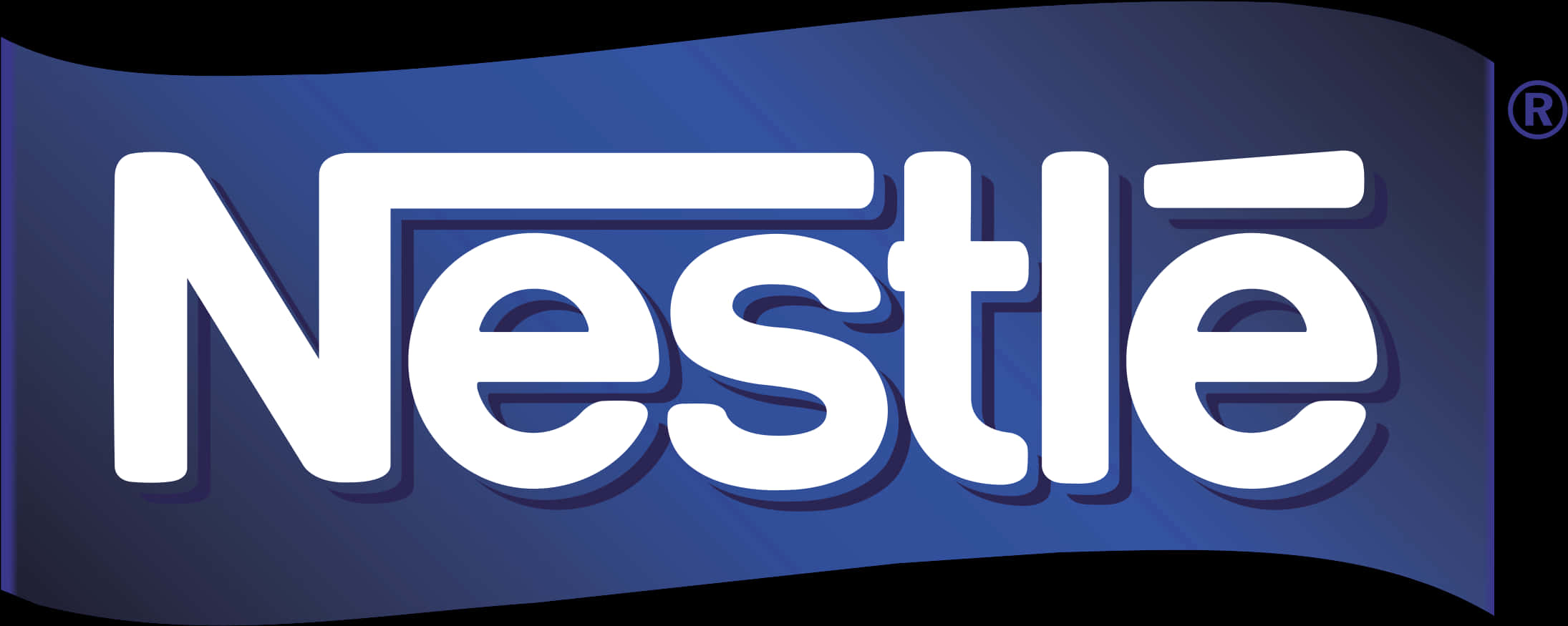 雀巢藍底標誌 壁紙 — Nestlé 標誌以粗體白色字體顯示在漸變藍色背景上，並帶有註冊商標符號。
