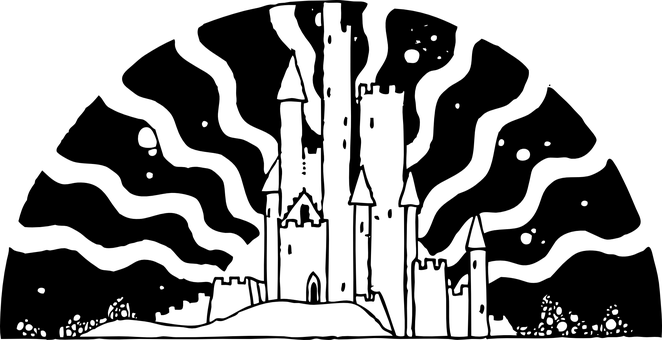 雄偉城堡剪影夜空 壁紙