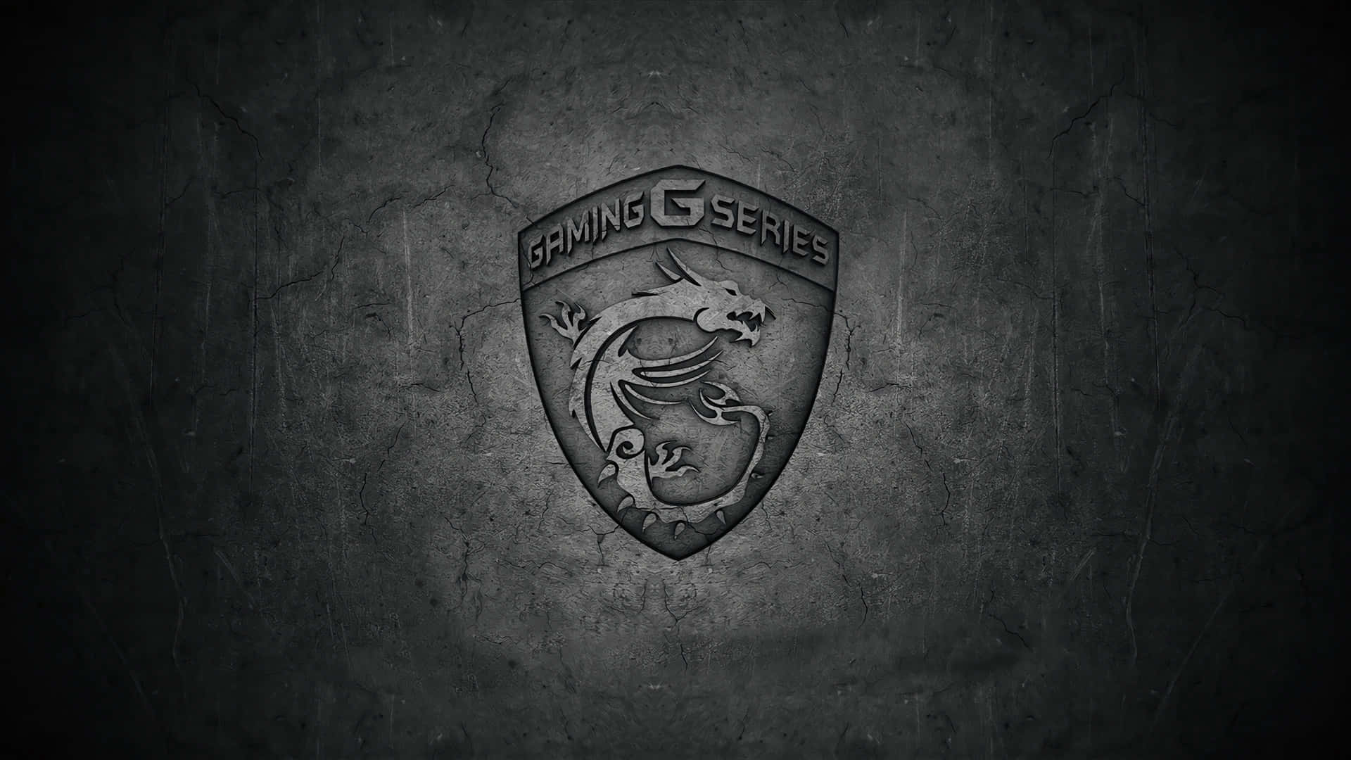 MSI Gaming G Series 標誌，帶有龍徽章，位於破裂的混凝土牆上。