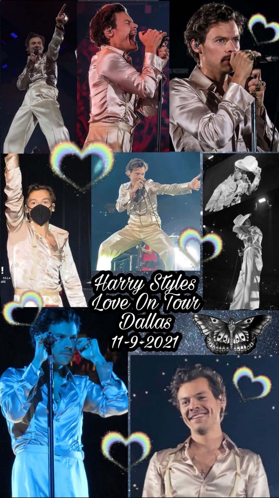 Harry Styles 在達拉斯的 Love On Tour 演唱會中在舞台上唱歌跳舞。