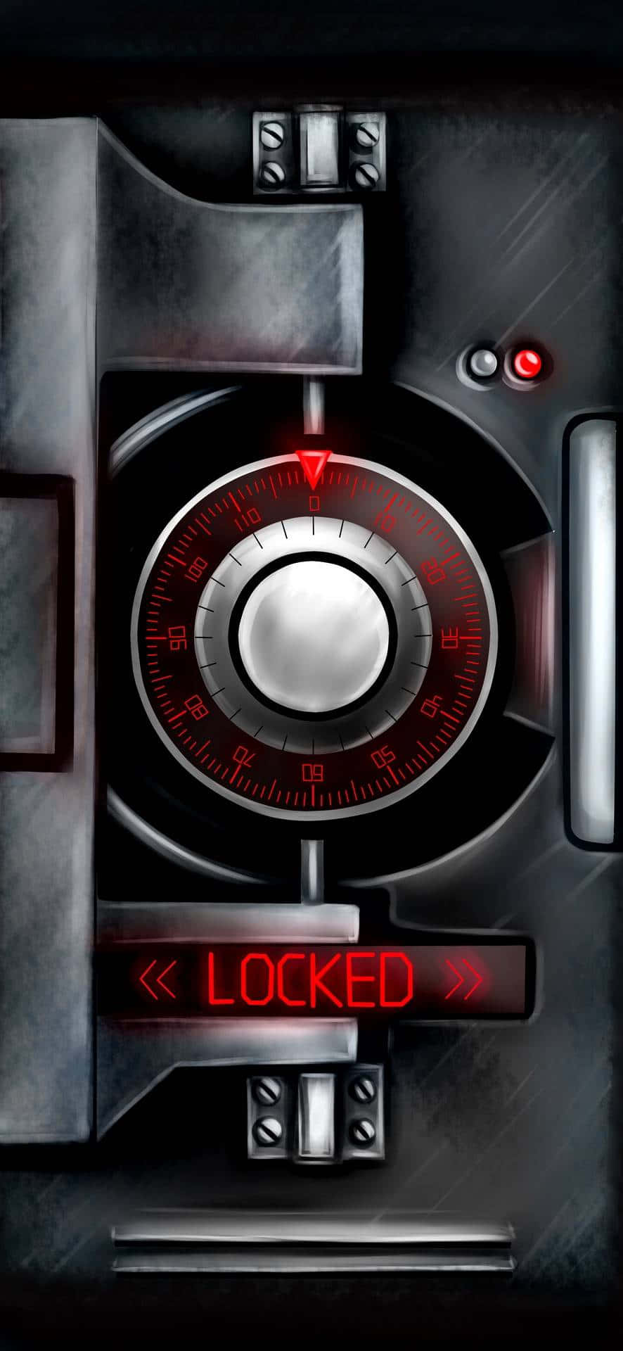帶有紅色發光鎖定指示燈和「LOCKED」顯示的數碼保險箱。