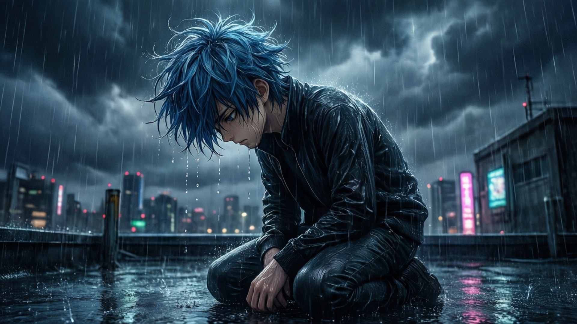 雨中天台 壁紙