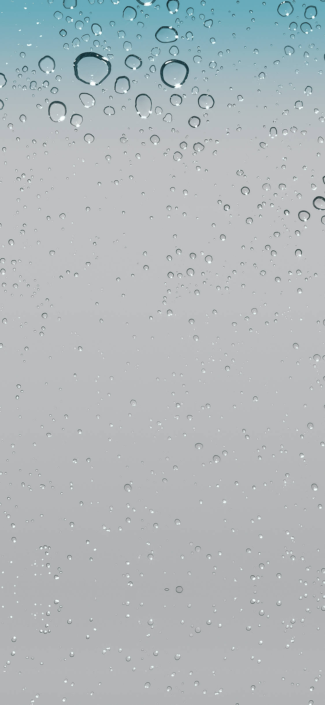 iPhone 桌布 壁紙 — 雨滴依附在玻璃表面，透過濕窗可見柔和漸變的天空。