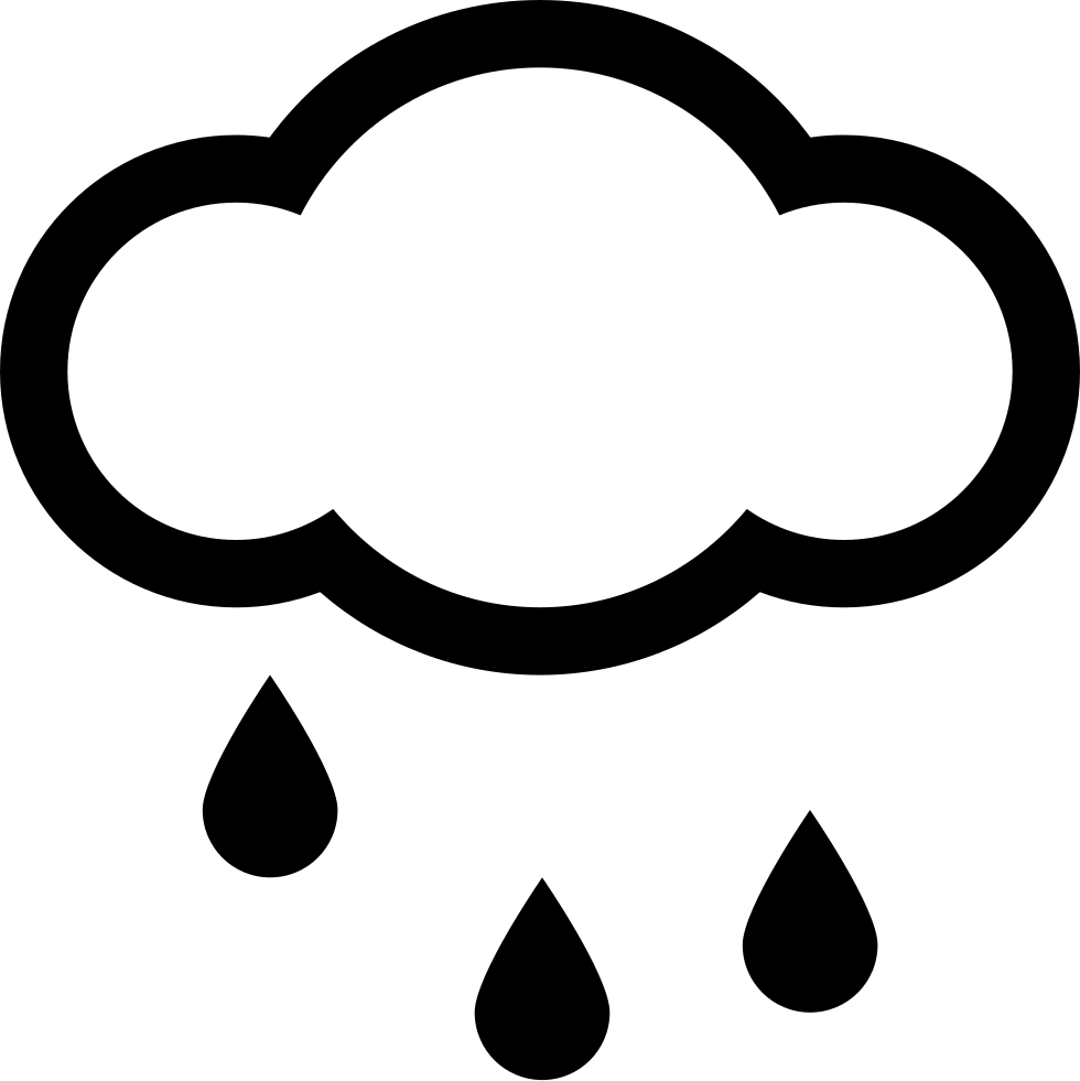 雨雲圖示 壁紙 — 白色背景上，一朵雲朵的極簡黑色輪廓，有三滴雨點從雲朵落下。