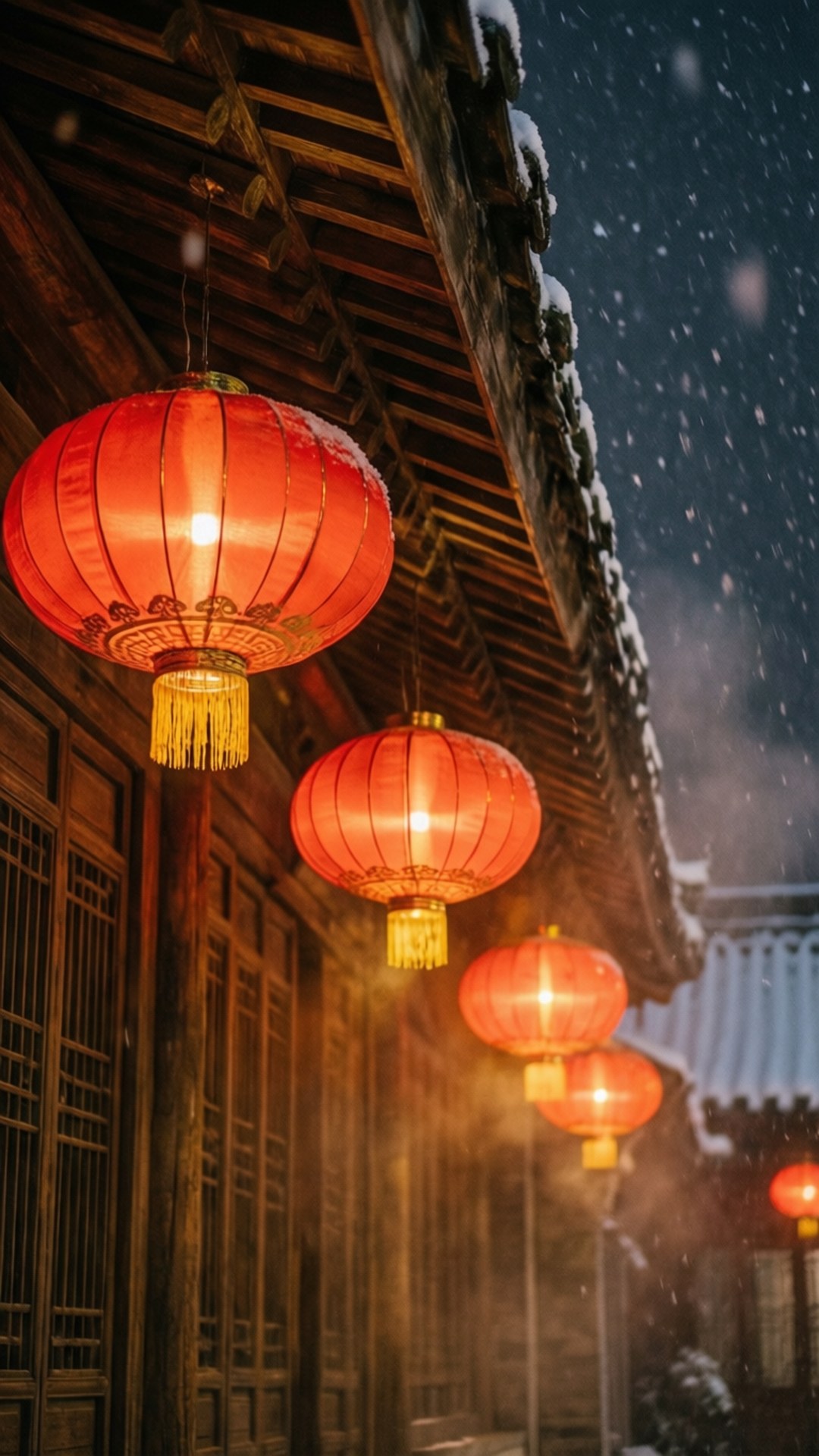 雪中燈籠 壁紙