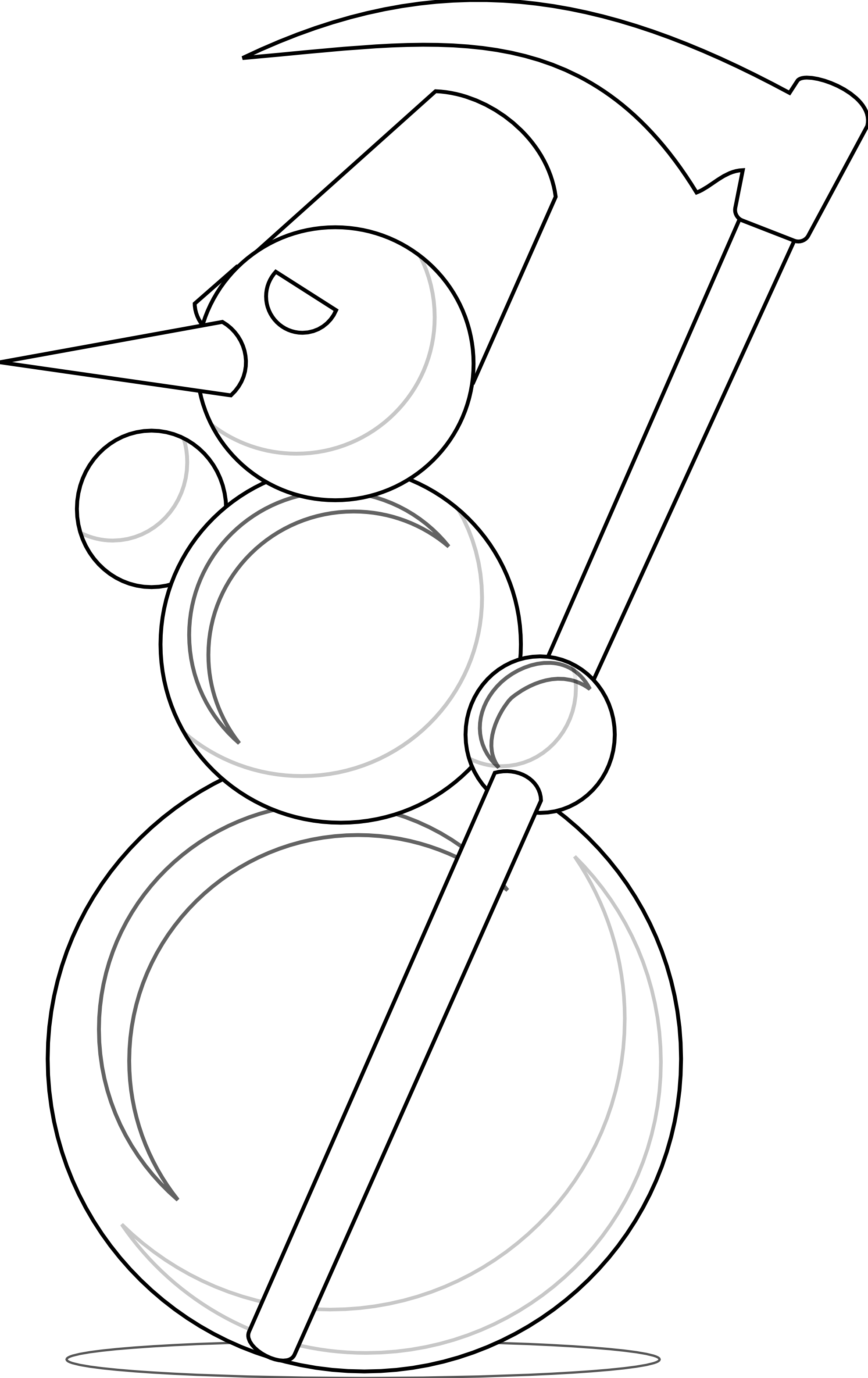 雪人線條藝術插畫 壁紙 — 一個極簡線條畫的雪人，手持鐮刀，戴著錐形帽和胡蘿蔔鼻子。