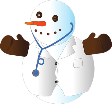 雪人醫生卡通插畫