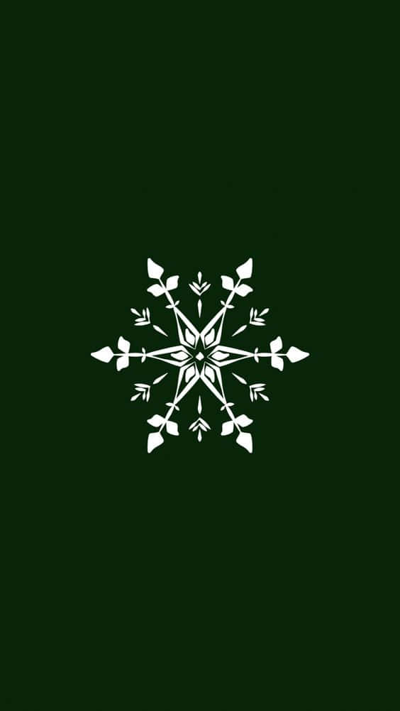 深綠色背景上的白色雪花設計