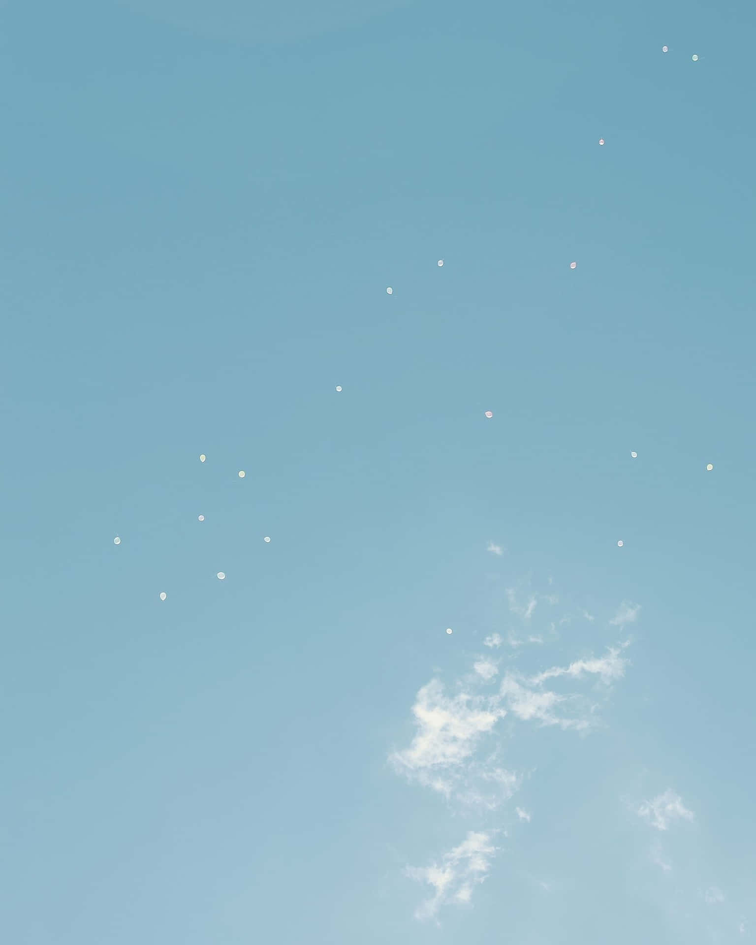 淡藍色天空，有薄雲和散落的明亮點。