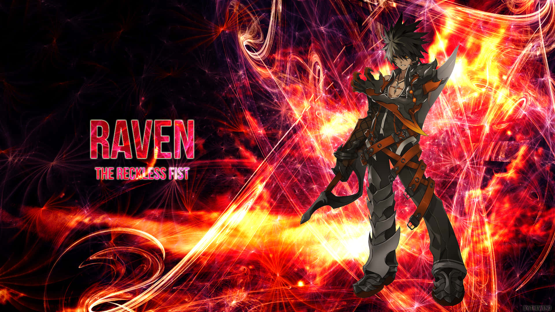 動漫角色 Raven the Reckless Fist 的火熱戰鬥姿勢。