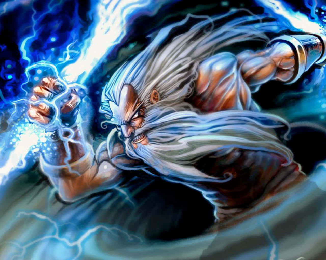 古代巫師在暴風雨般的戰鬥場景中釋放電擊閃電。