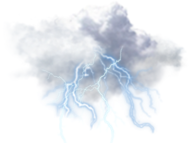 雷雨雲與閃電 壁紙 — 戲劇性的風暴雲在 stark 黑色背景上閃爍著生動的藍色閃電。