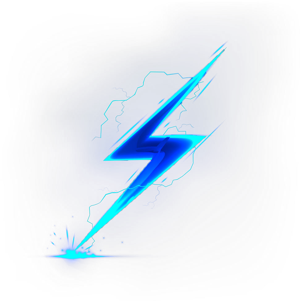 電光藍閃電 壁紙 — 一道充滿活力的藍色閃電斜向劃過深色漸變背景，帶有發光的能量痕跡。