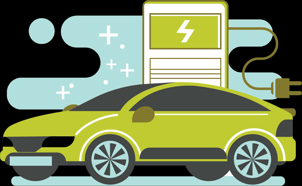 電動車充電向量插圖 壁紙