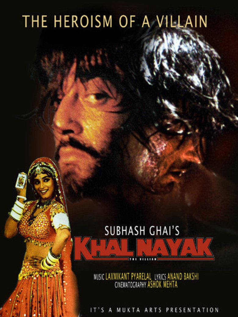 電影《Khal Nayak》的海報， featuring 一個惡棍和一個穿著傳統印度服飾的舞者。