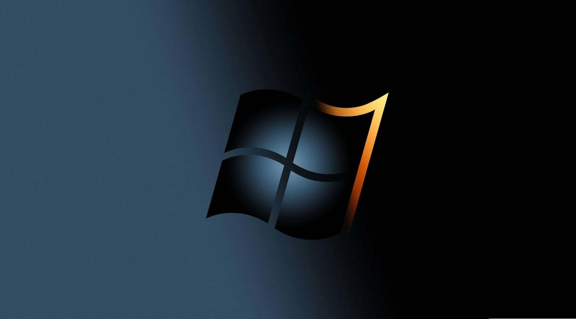 Windows 7 標誌在深藍色漸變背景上帶有金色高光。