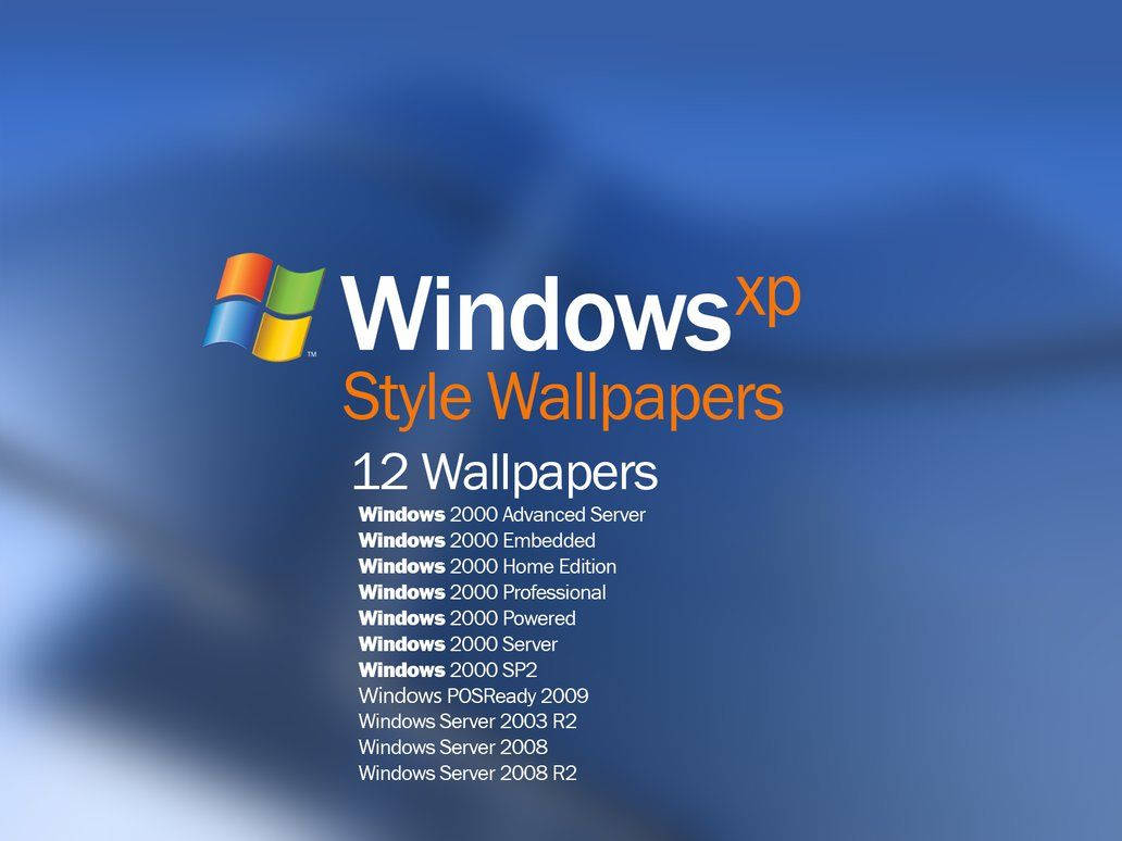 Windows XP 風格壁紙宣傳畫面，列出相容版本。