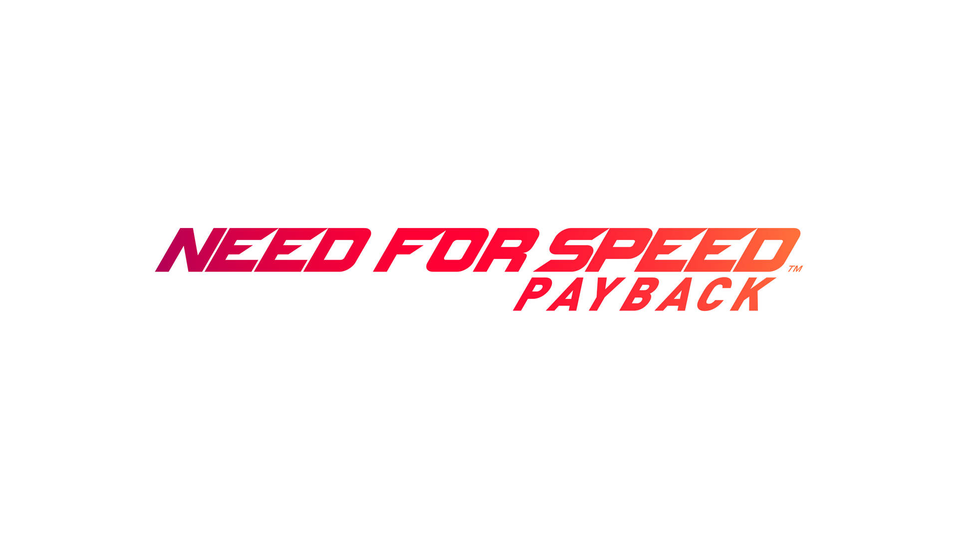 需求速度：報復 Logo 白底版 壁紙 — 在乾淨的白色背景上以粗體紅色漸變文字顯示的 Need for Speed Payback 標誌。