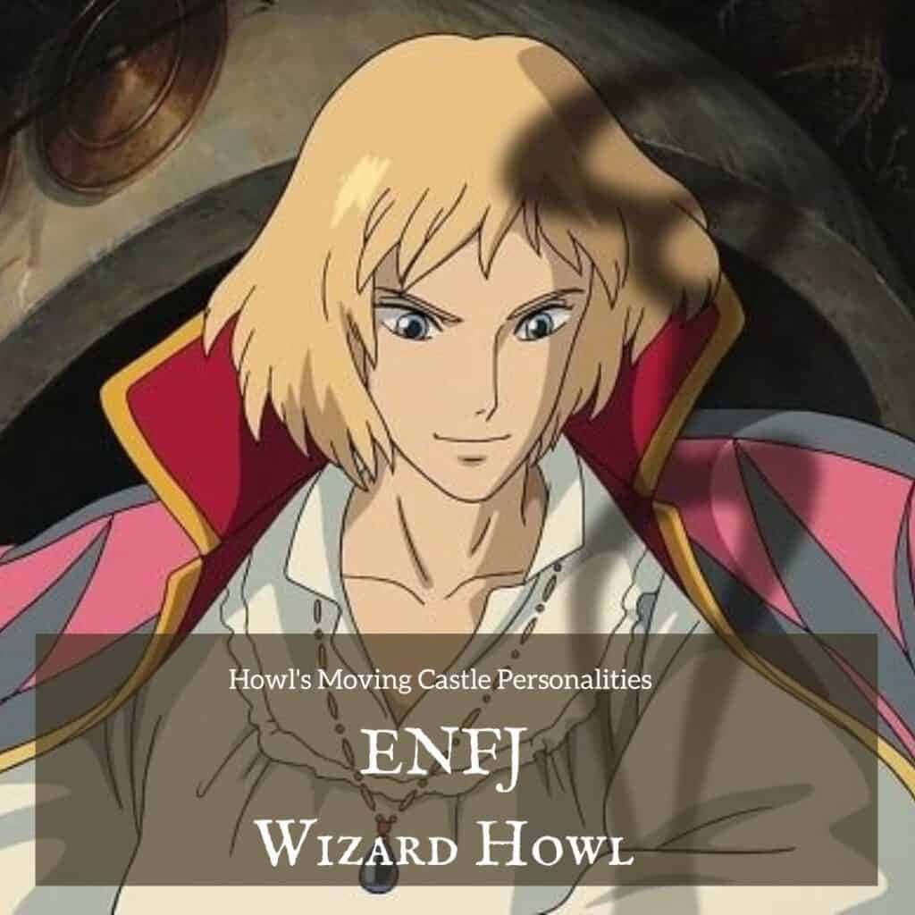 《霍爾的移動城堡》霍爾的ENFJ人格畫面 壁紙 — 動畫電影《哈爾移動城堡》中魔法師哈爾的近照，身穿紅色鑲邊外套，表情嚴肅。