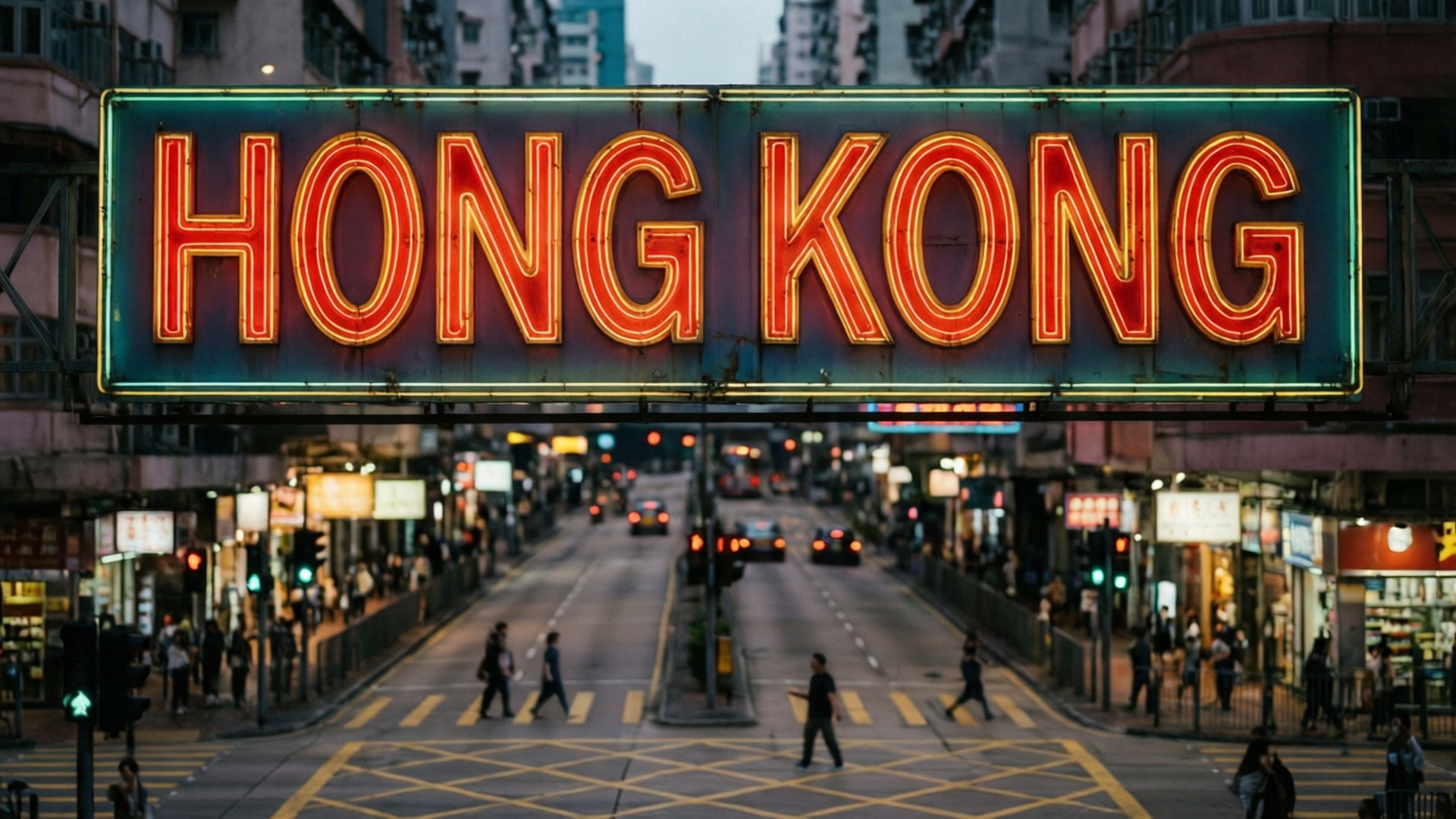 霓虹交匯的香港 壁紙