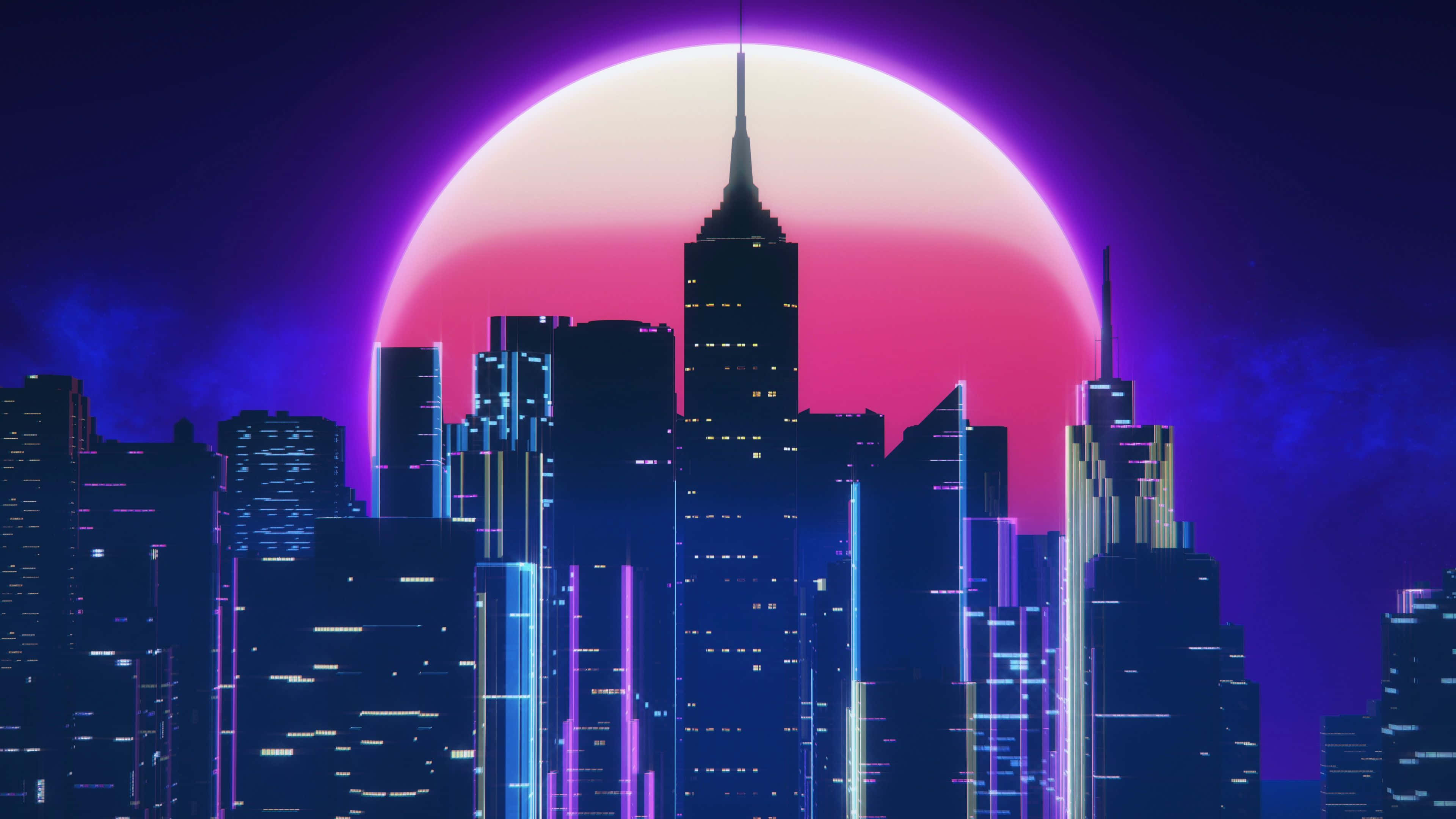 霓虹城市背景 壁紙